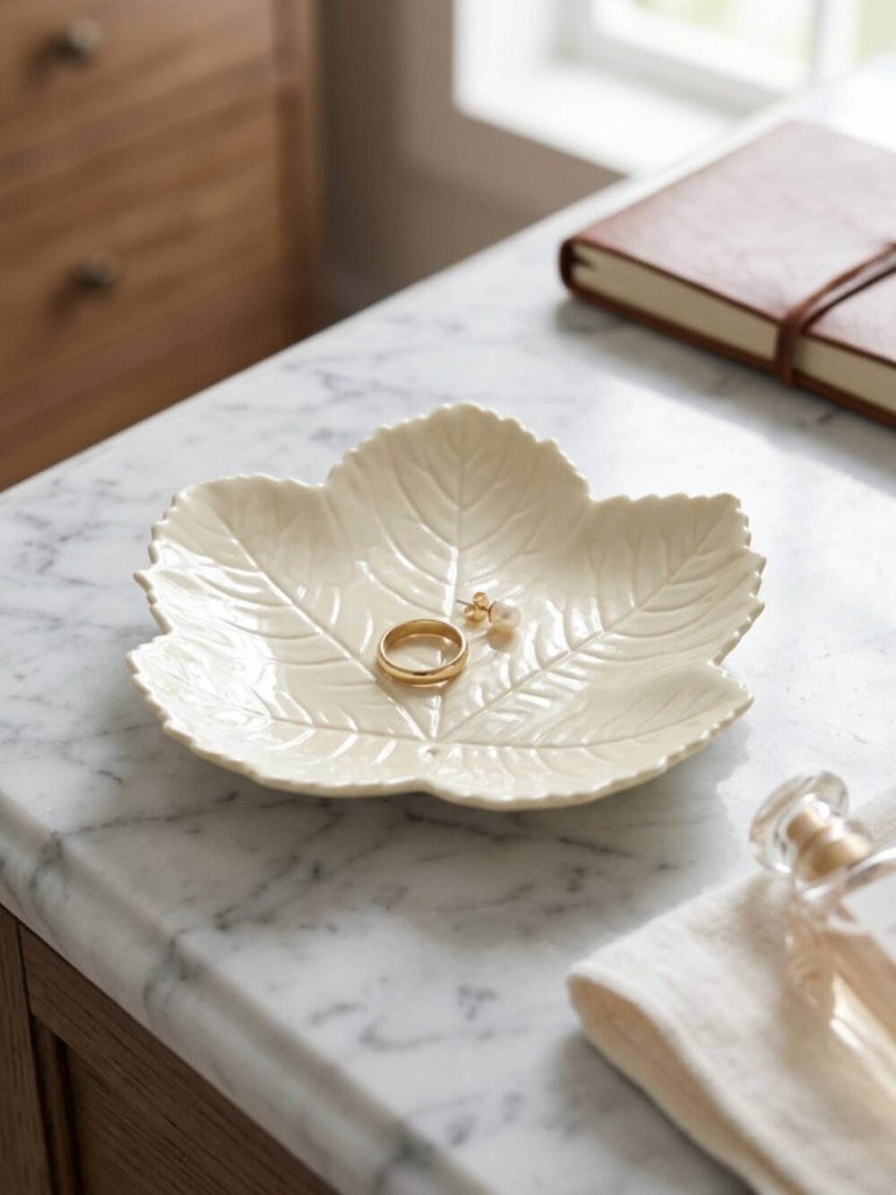 Parian Porcelain - Maple Leaf Dish - 1965–1980 6th Mark, Black: Belleek Ireland